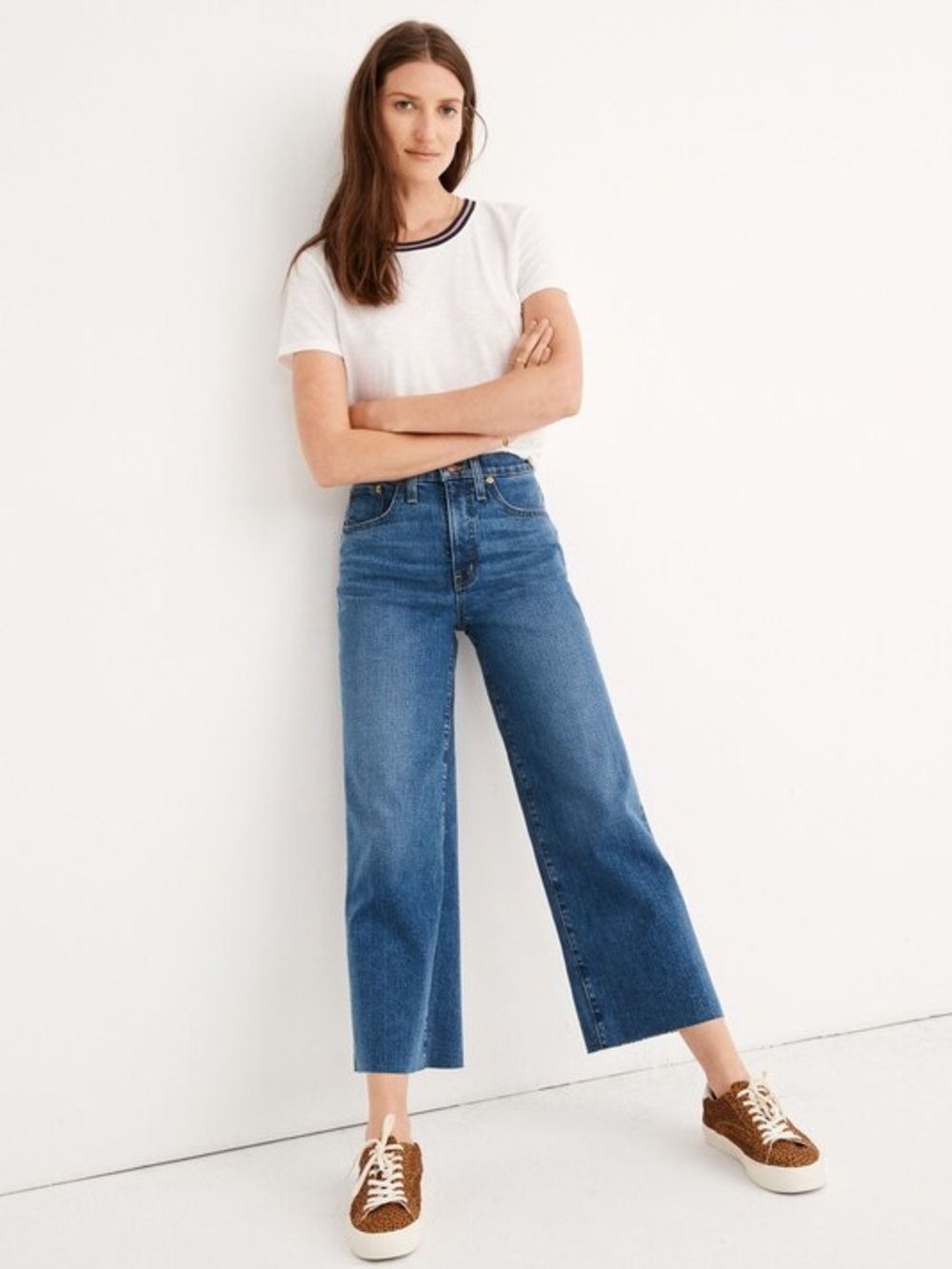 Madewell High-Rise Wide-Leg Crop Jeans in Medium Blue